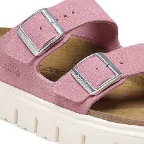 BIRKENSTOCK PAPILLIO ARIZONA CHUNKY CANDY PINK SUEDE SANDALS 39 8 - Picture 4 of 12
